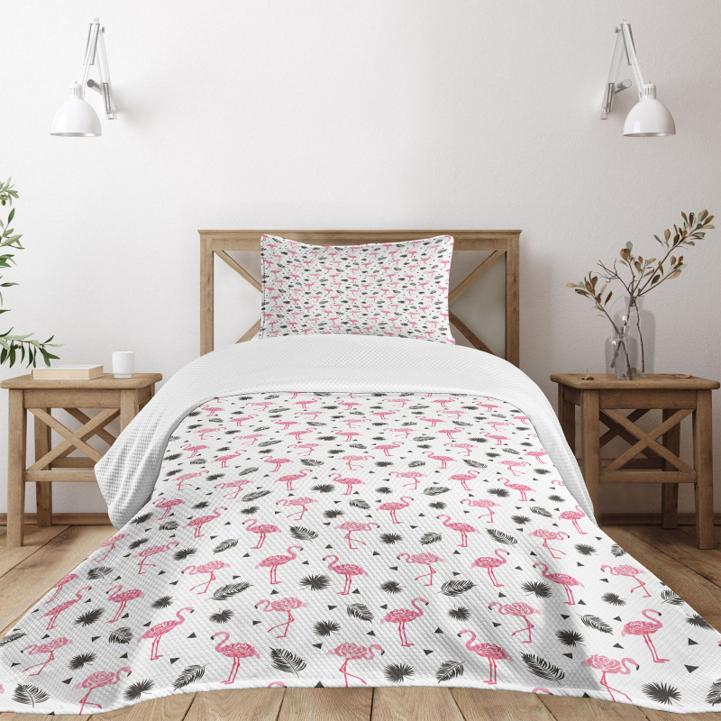 Watercolor Art Flamingos Bedspread Set