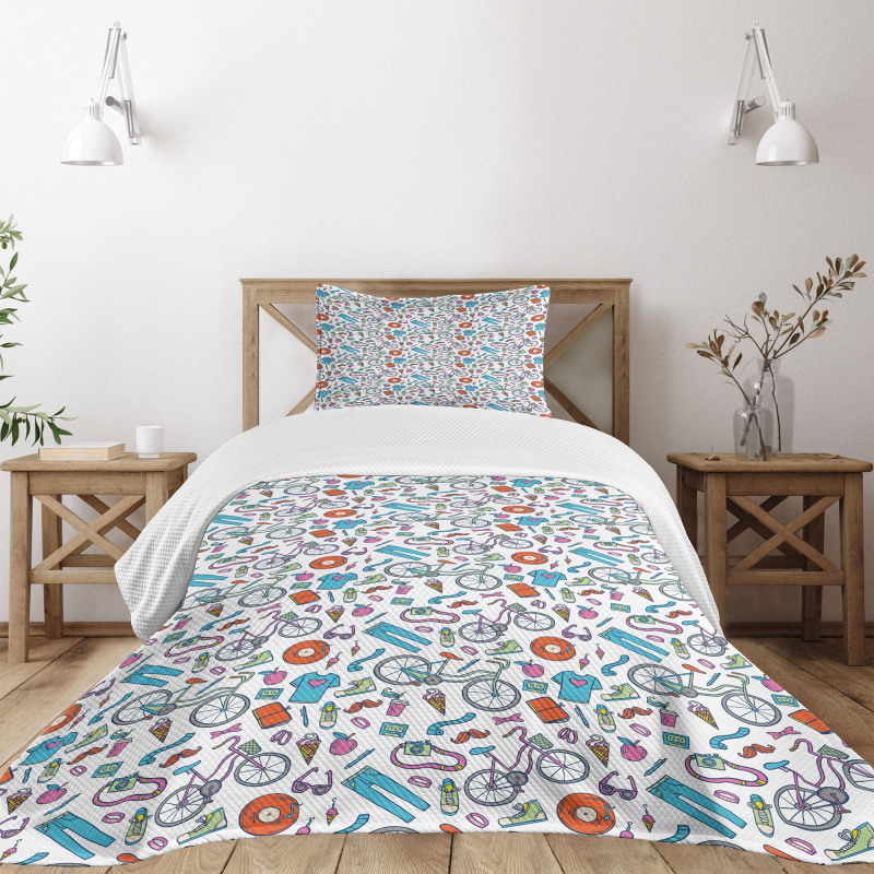 Retro Hipster Lifestyle Bedspread Set