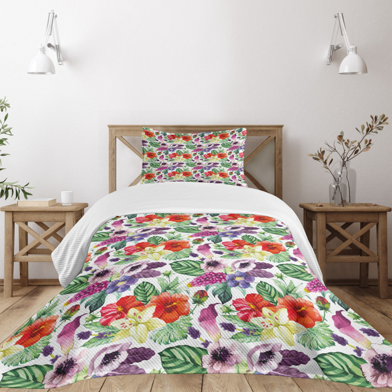 Calla Chinese Hibiscus Bedspread Set