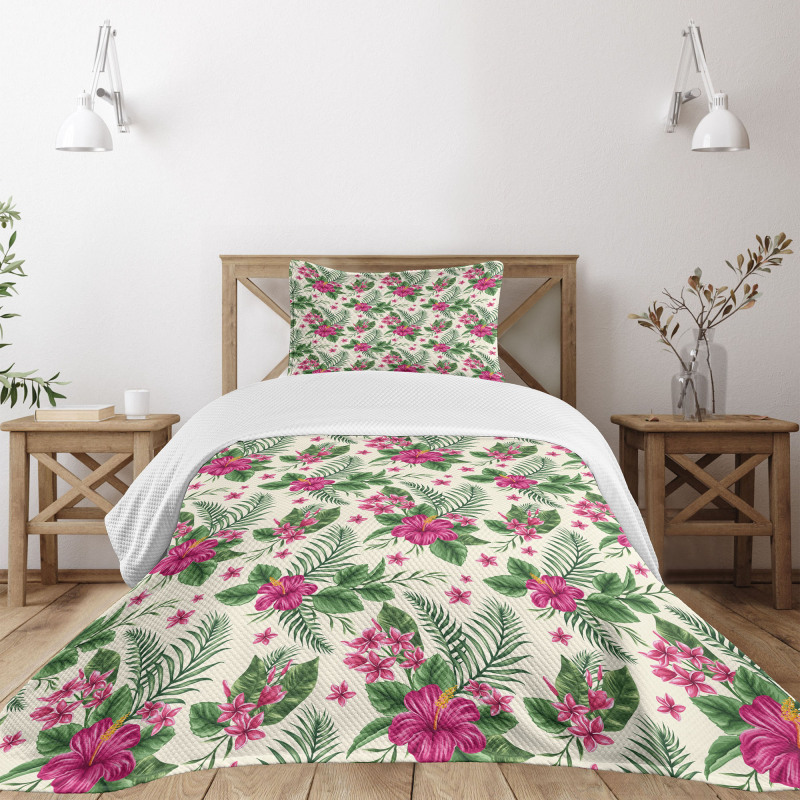 Plumeria Hibiscus Bedspread Set