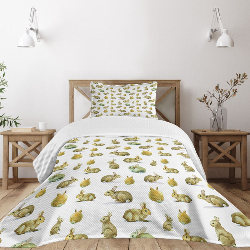 Furry Rabbits Bedspread Set