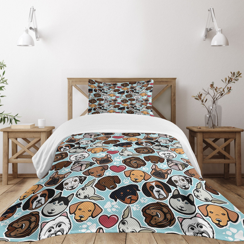 Canine Breeds Love Bedspread Set