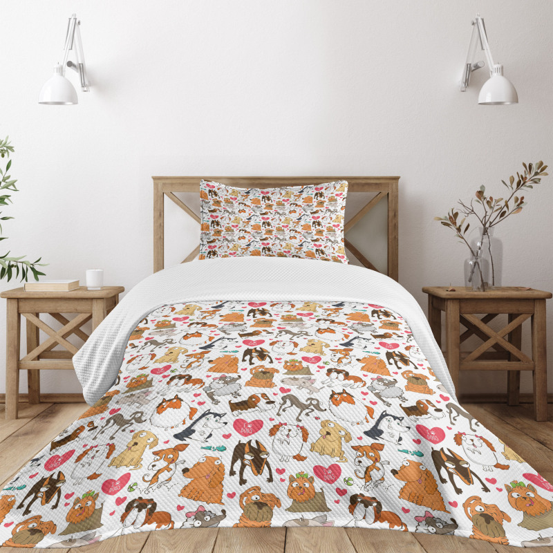 Bullterrier with Doberman Bedspread Set