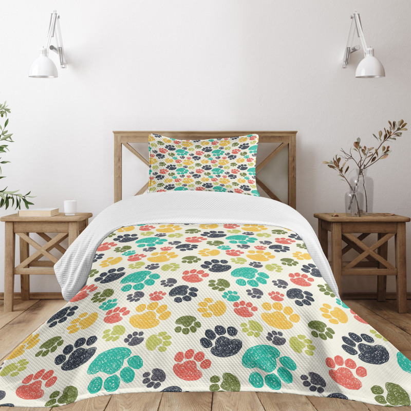 Hand Drawn Paws Bedspread Set