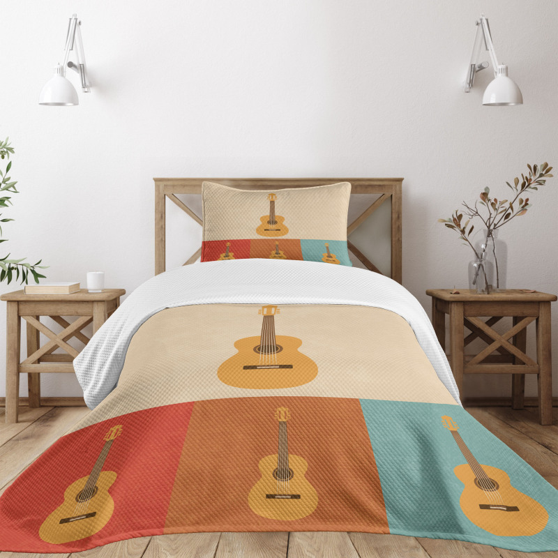 Acoustic Guitars Retro Bedspread Set