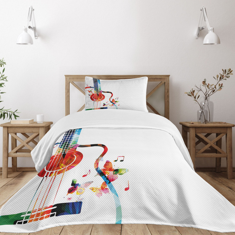 Polygonal Design Music Bedspread Set