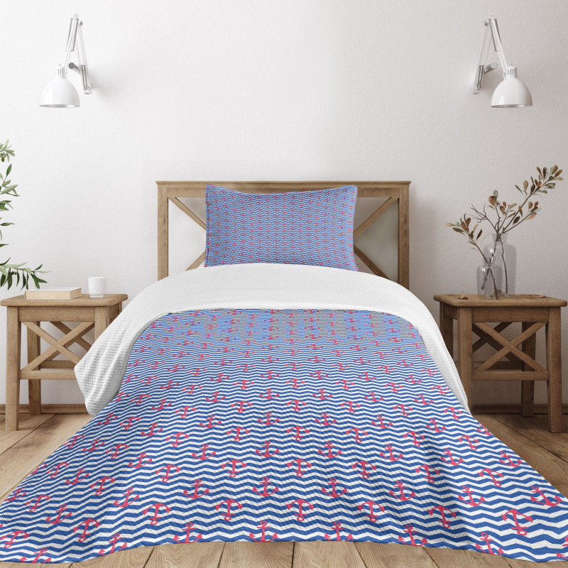 Geometric Coastal Design Bedspread Set