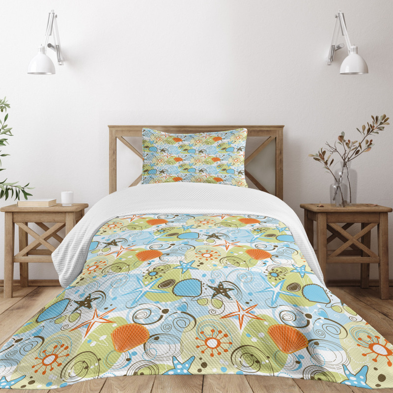 Retro Beach Pattern Bedspread Set