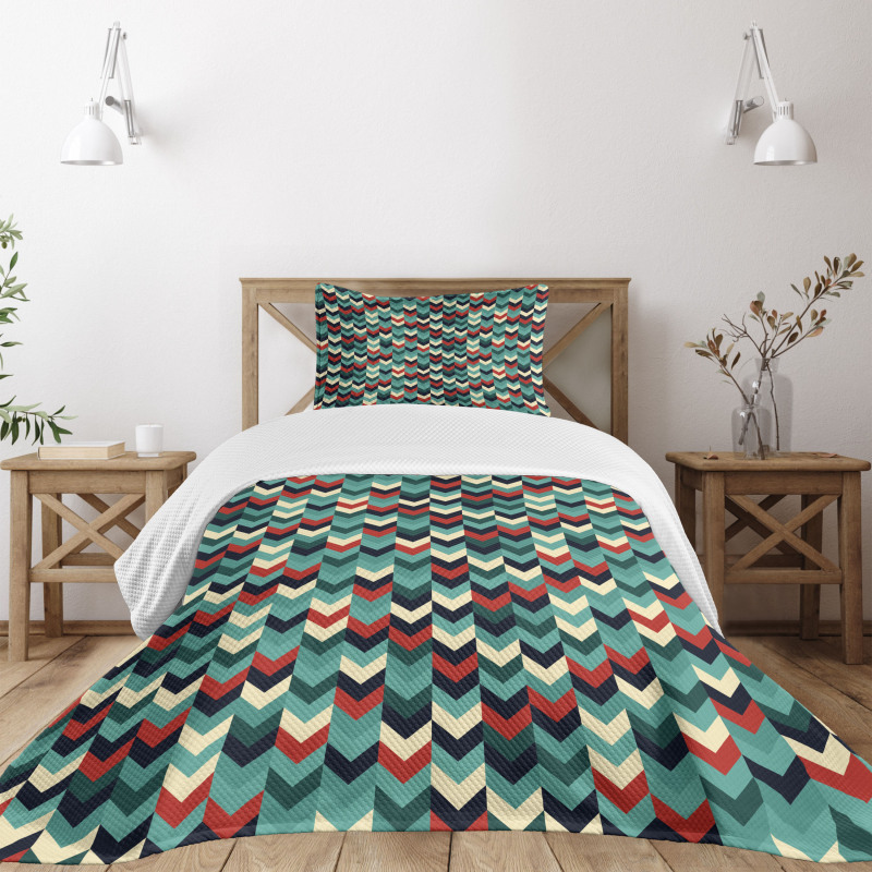 Chevron Herringbone Retro Bedspread Set