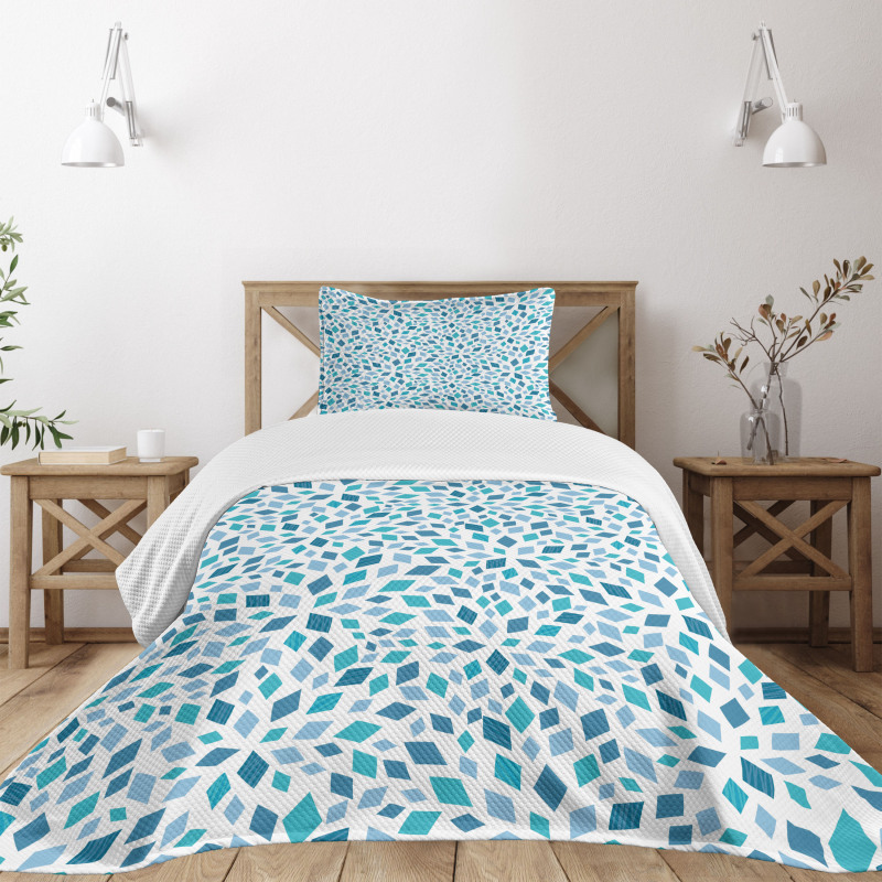 Abstract Mosaic Blue Tones Bedspread Set