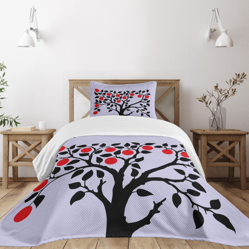 Black Tree Ripe Fruit Art Bedspread Set