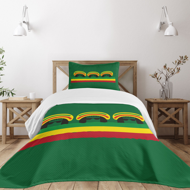 Reggae Themed Hat Bedspread Set