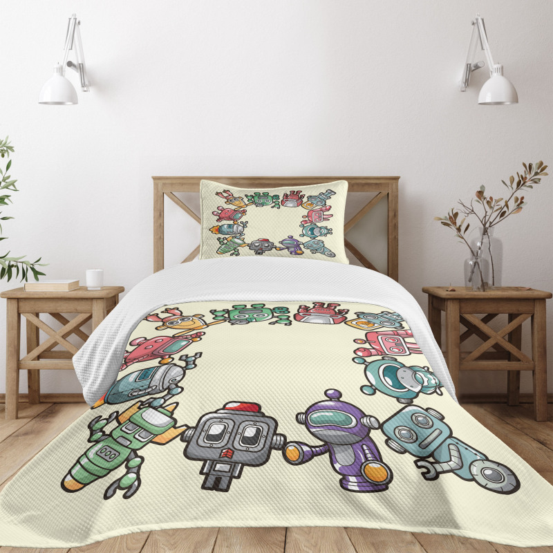 Friendly Robots Toys Bedspread Set