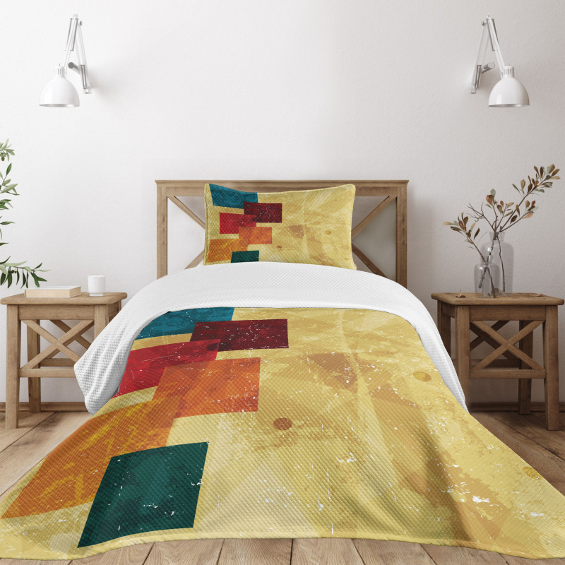 Grunge Squares Bedspread Set