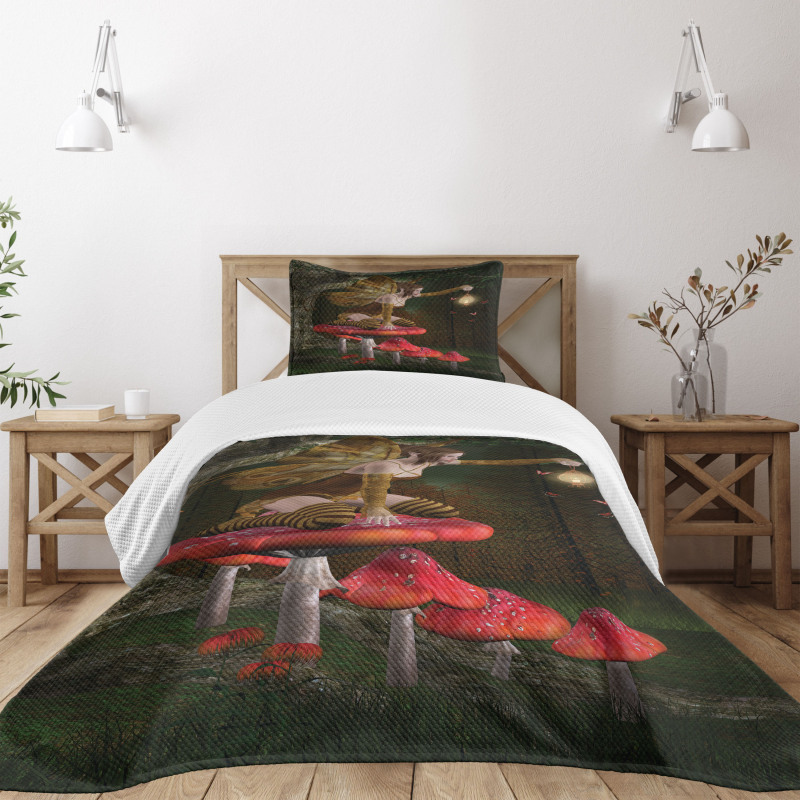 Mythical Fairy Mushroom Bedspread Set