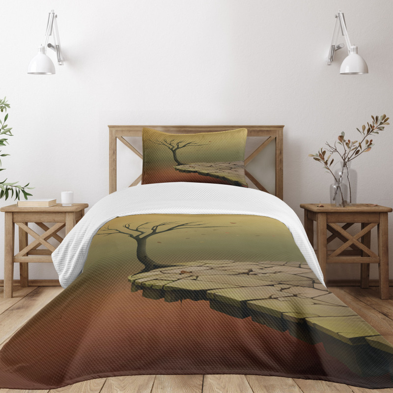 Tree on Cliff Precipice Bedspread Set