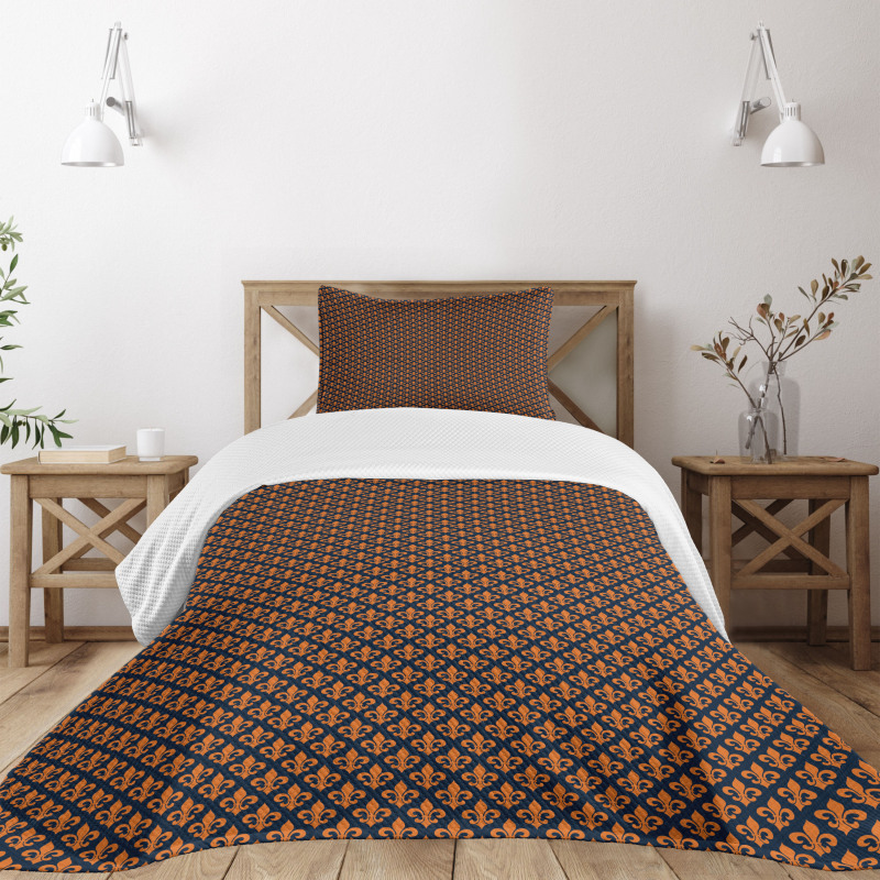 Orange Heraldic Bedspread Set