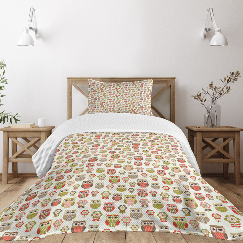 Retro Childish Flowers Bedspread Set