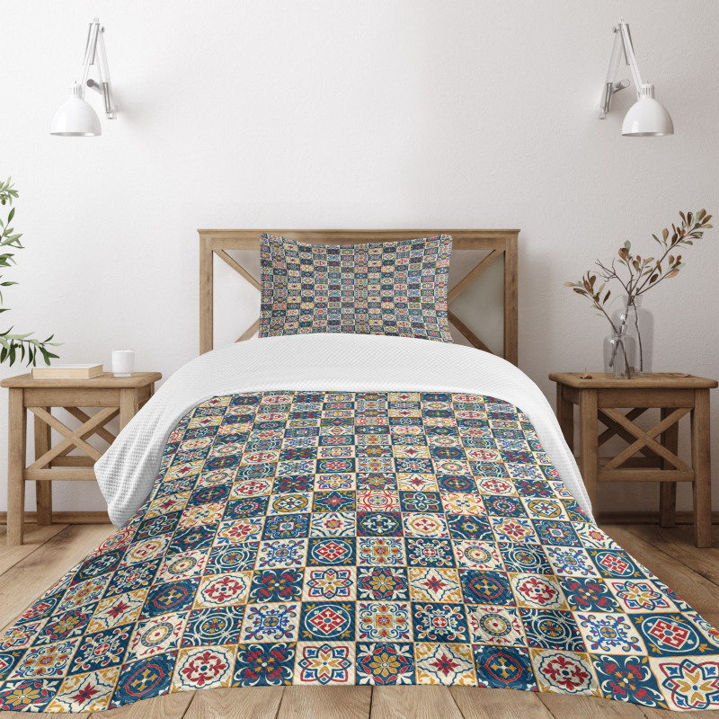 Portuguese Tiles Motif Bedspread Set