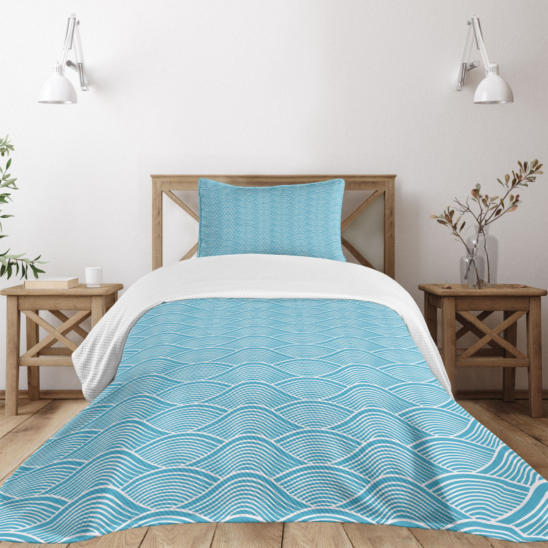 Japanese Ocean Sea Waves Bedspread Set