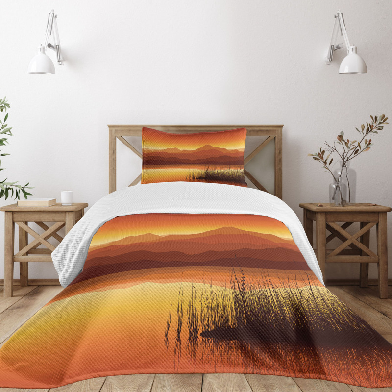 Abstract Mountains Sunset Bedspread Set