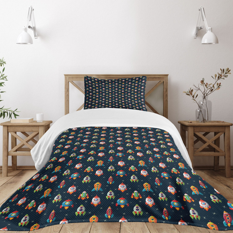 Cartoon Style Space Bedspread Set