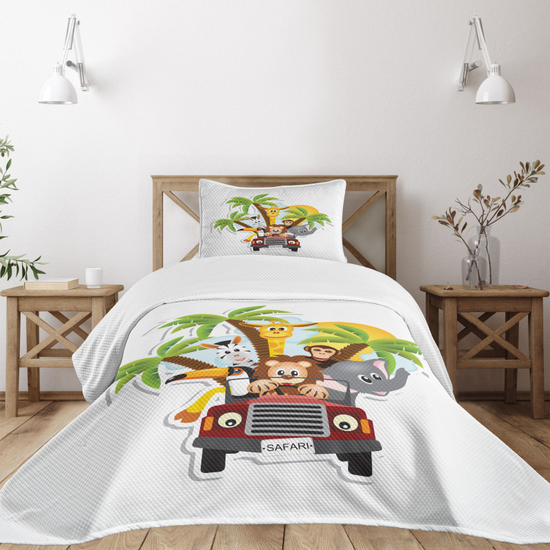 Zebra Toucan Lion Elephant Bedspread Set