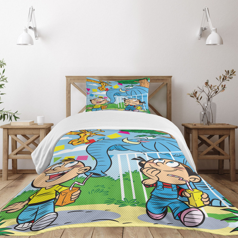 Mischievous Elephant Boy Bedspread Set