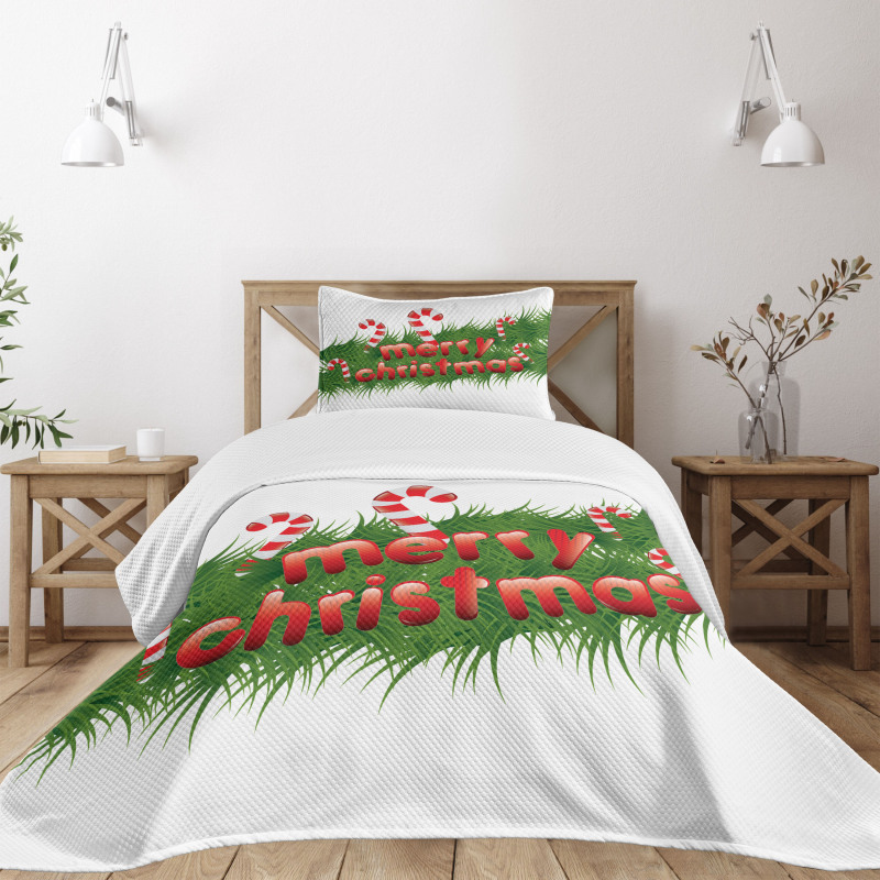 Candy Canes Garland Bedspread Set