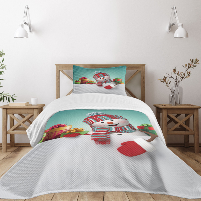 Snowman and Boxes Bedspread Set