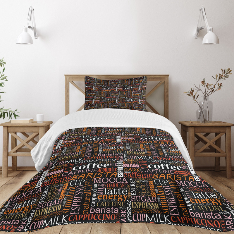 Colorful Typography Art Bedspread Set