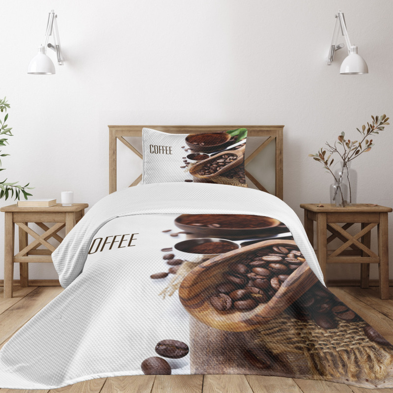 Ground Coffee Beans Bedspread Set