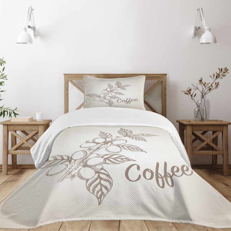 Sketch Style Coffee Bedspread Set