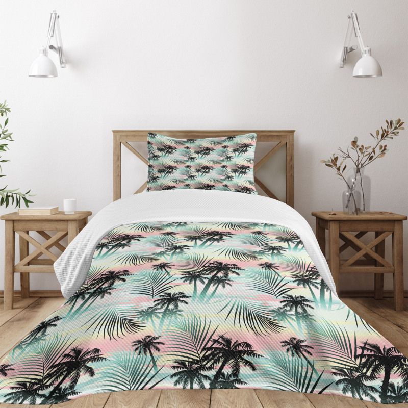 Summer Palm Trees Fern Bedspread Set