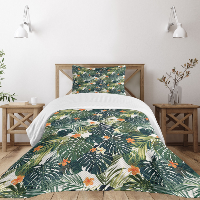 Colorful Polynesia Plant Bedspread Set