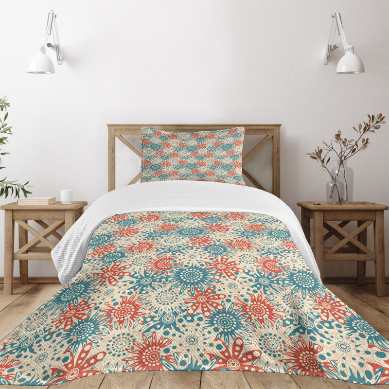 Hippie Floral Art Bedspread Set