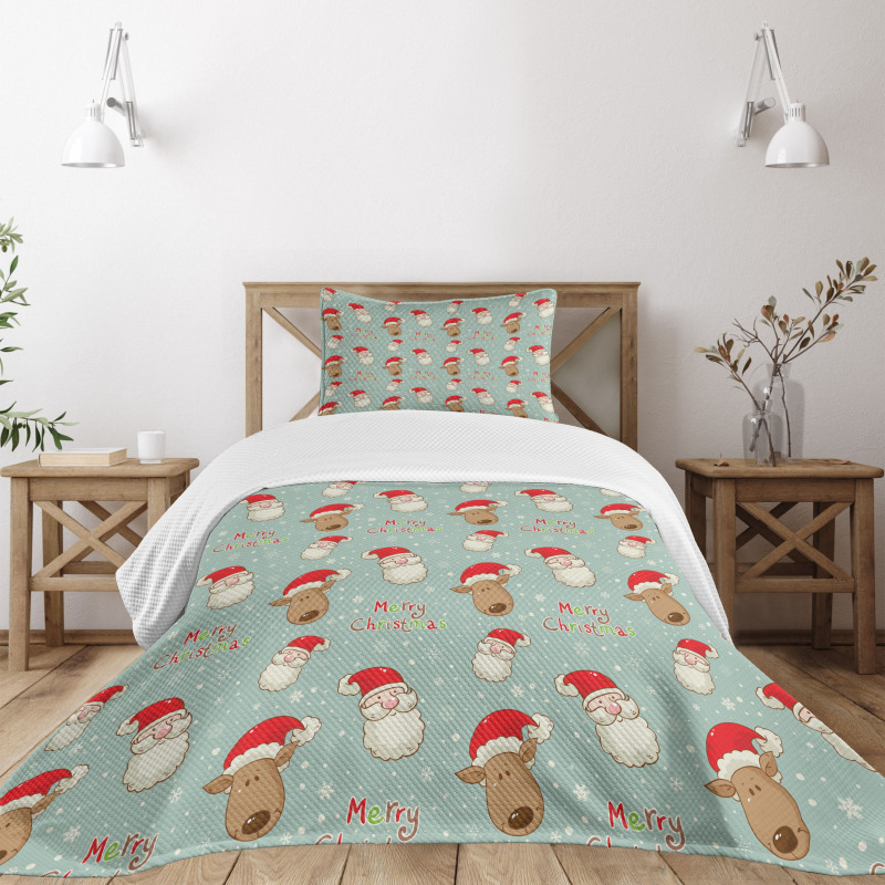 Santa Deer Vintage Bedspread Set