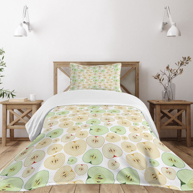 Fruits Cut in Half Seeds Bedspread Set