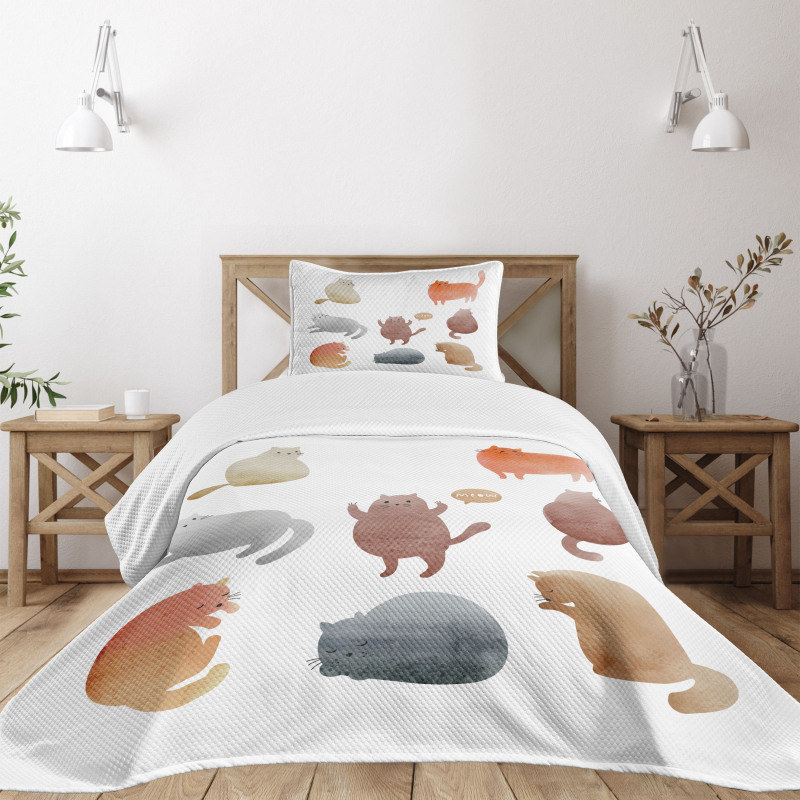 Watercolor Kitties Pet Bedspread Set