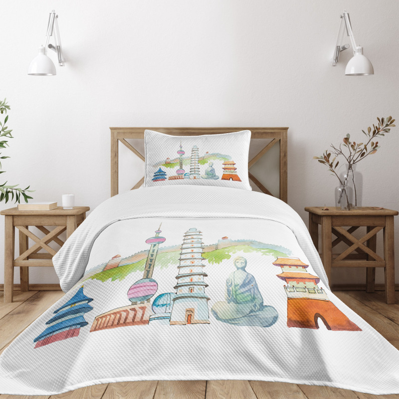 Landmarks Watercolor Bedspread Set