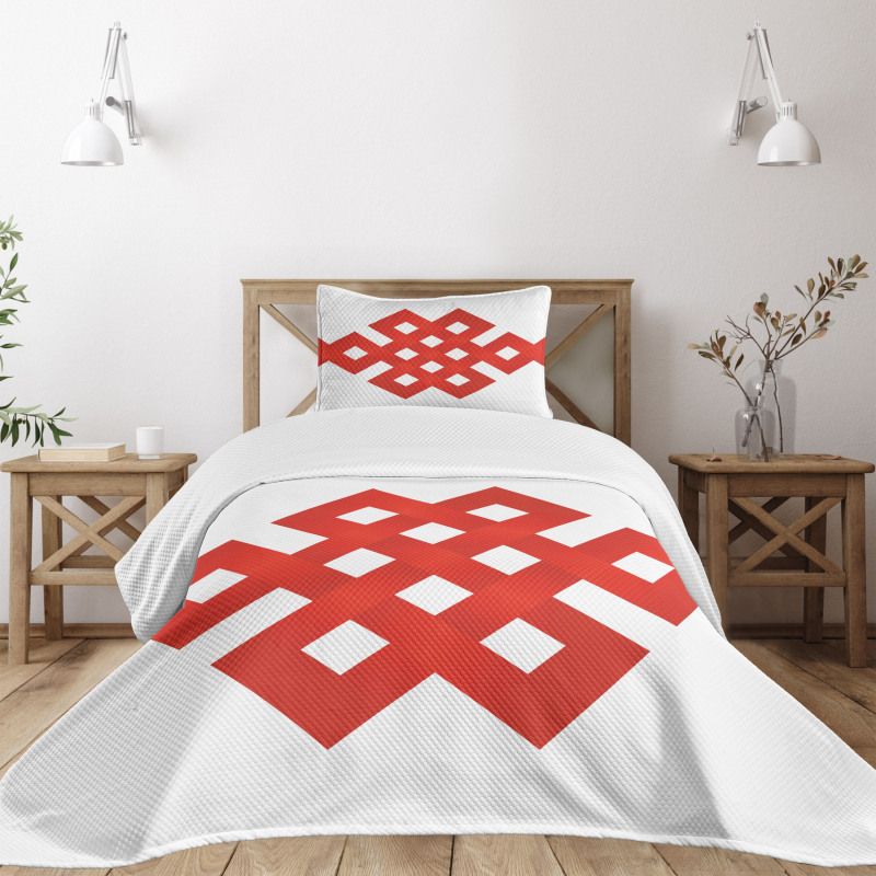 Tangled Lines with Squares Bedspread Set