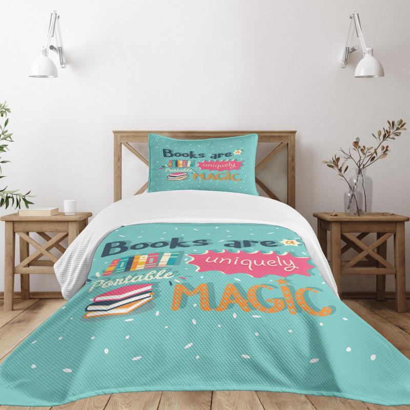 Books are Magic Pale Color Bedspread Set