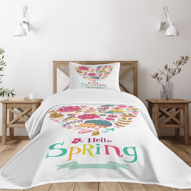 Doodle Springtime Heart Bedspread Set