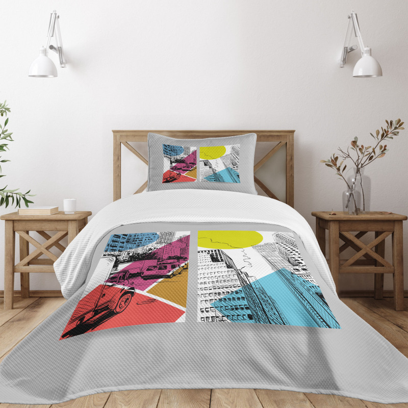 Urban Illustration Trucks Bedspread Set