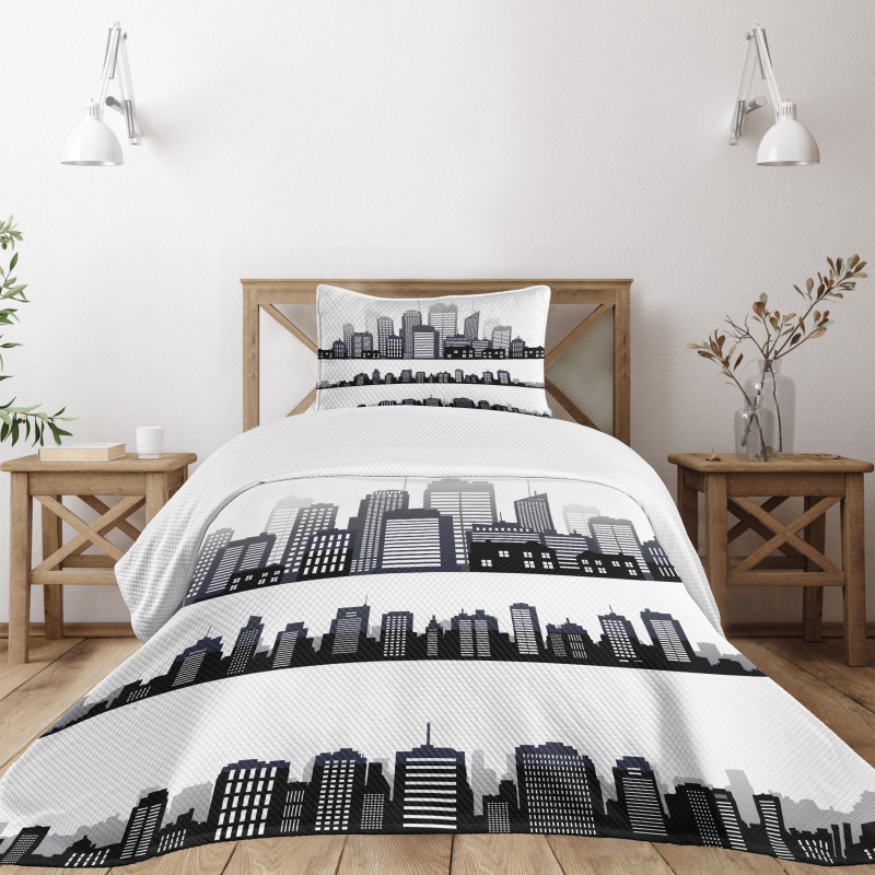 Long Buildings Skyline Bedspread Set