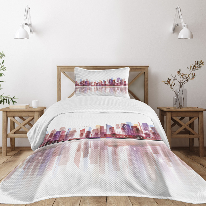 Skyscrapers Silhouette Bedspread Set