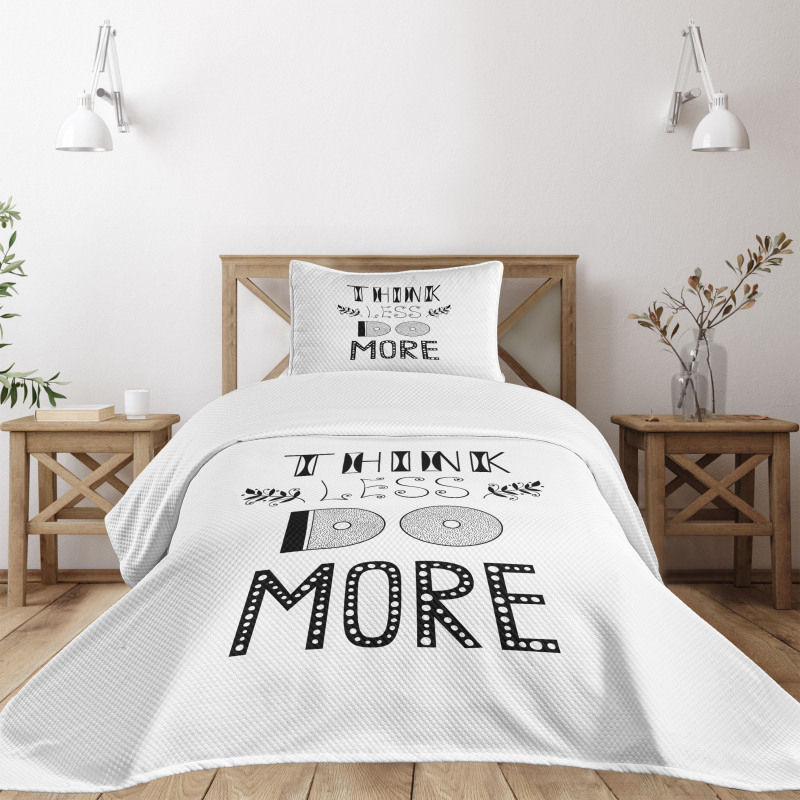 Different Fonts Leafs Bedspread Set