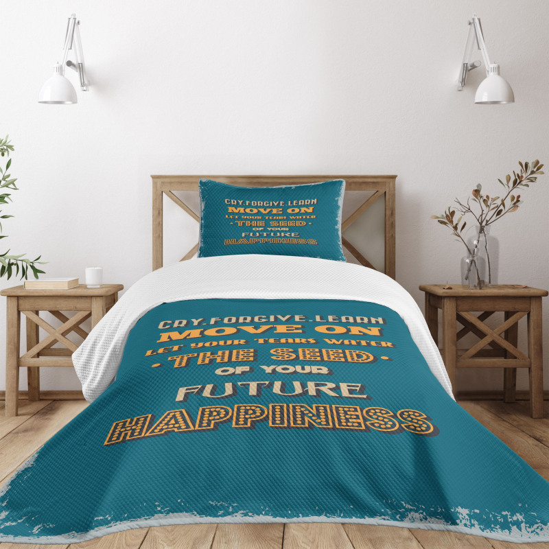 Happiness Phrases Bedspread Set