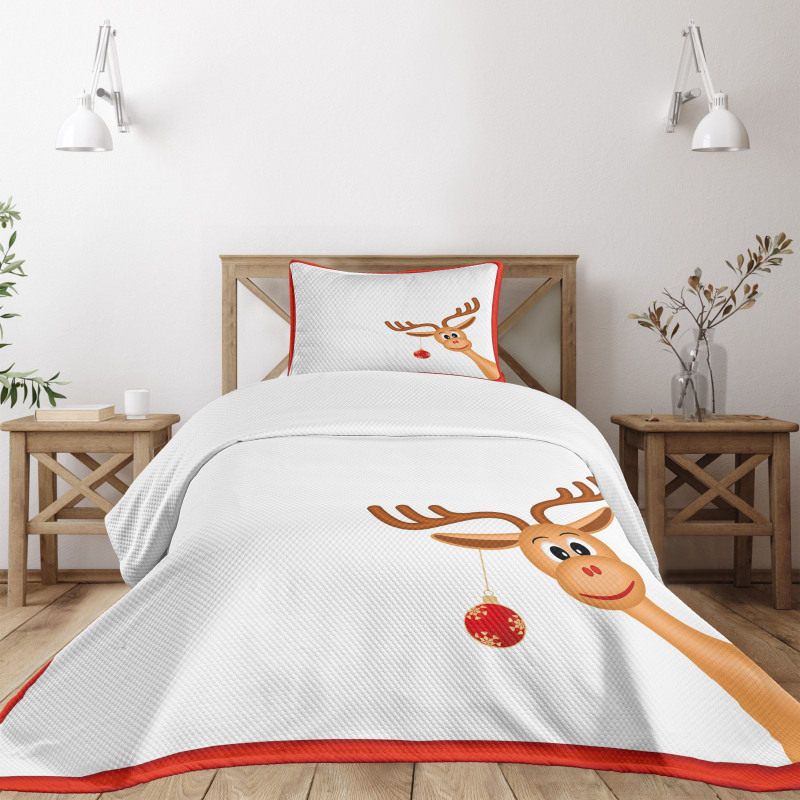 Reindeer Xmas Theme Bedspread Set