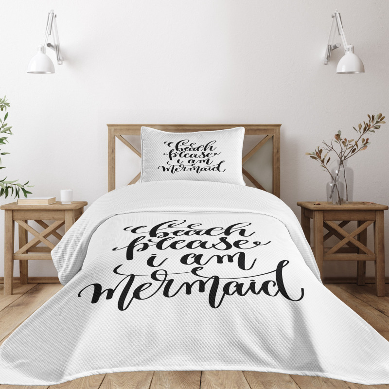 Cool Font Mermaid Theme Bedspread Set